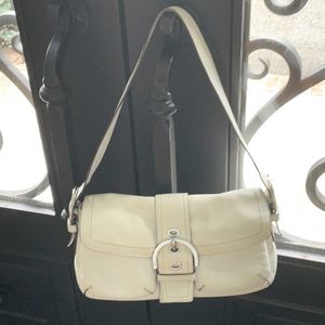 White Leather Coach Shoulder Bag